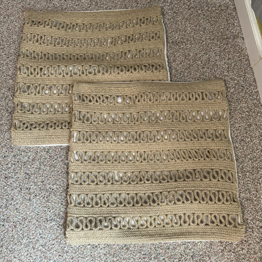 Annie Selke Fresh American Woven Rattan Indoor Outdoor Pillowcase Covers 22x22